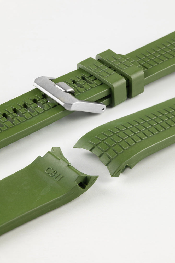 green rubber watch strap 