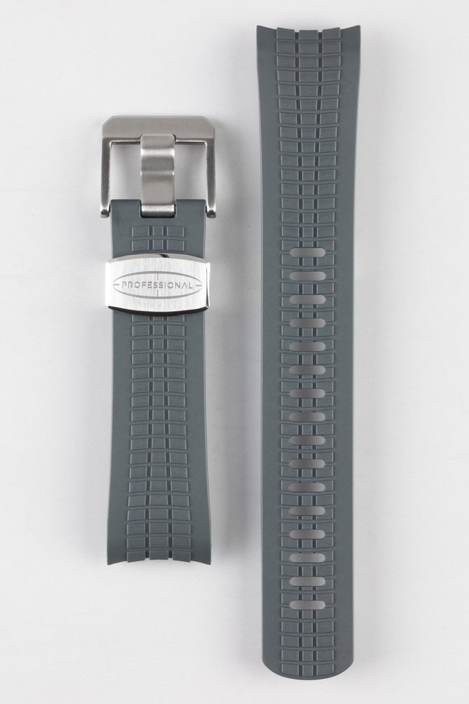 Crafter Blue CB11 Aquanut Rubber watch strap for SKX Series with brushed stainless steel buckle and embossed keeper in grey