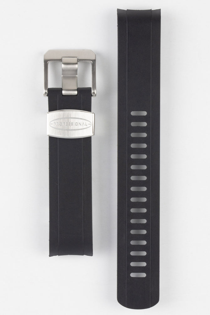 CRAFTER BLUE CB13 Rubber Watch Strap for Seiko MM200 Series – BLACK with Rubber Keepers