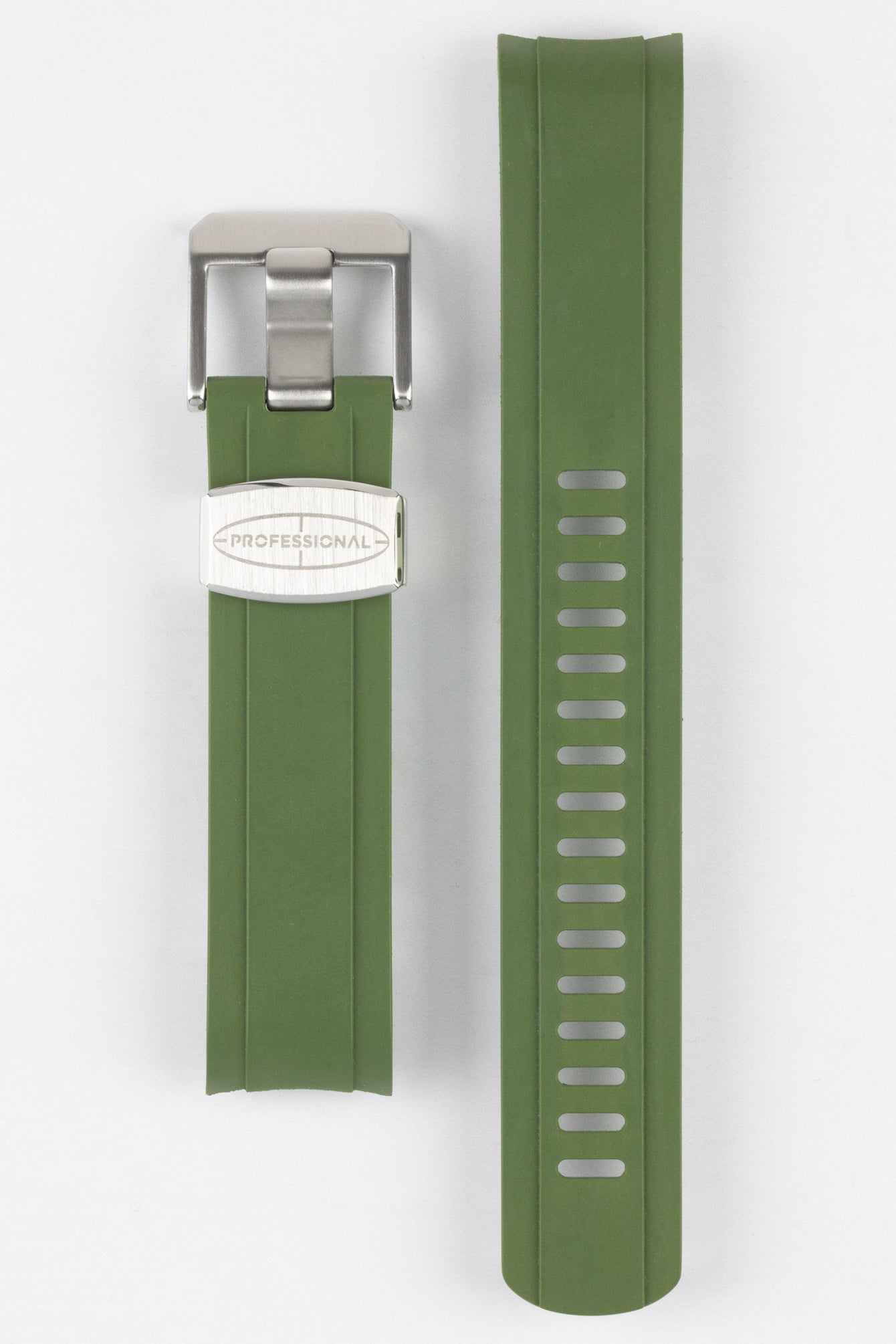 CRAFTER BLUE CB13 Rubber Watch Strap for Seiko MM200 Series – GREEN with Rubber Keepers