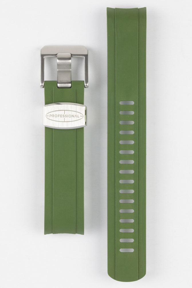 CRAFTER BLUE CB13 Rubber Watch Strap for Seiko MM200 Series – GREEN with Rubber Keepers