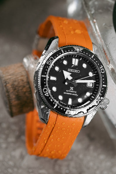 CRAFTER BLUE CB13 Rubber Watch Strap for Seiko MM200 Series – ORANGE with Rubber Keepers