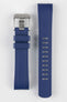 Crafter Blue RX01 Rubber watch strap for rolex watches with brushed stainless steel buckle and rubber keeper in blue