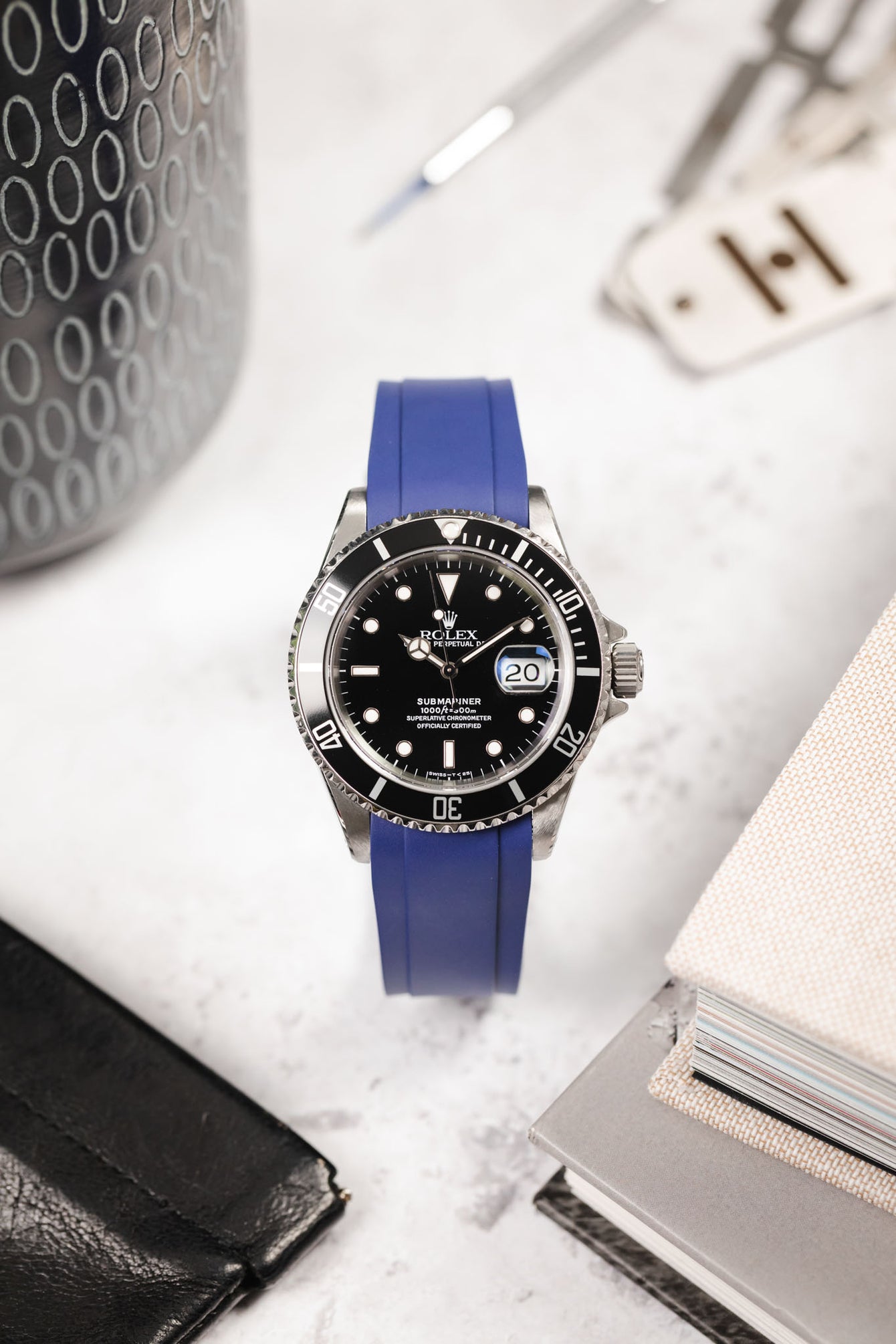 blue rolex rubber strap 