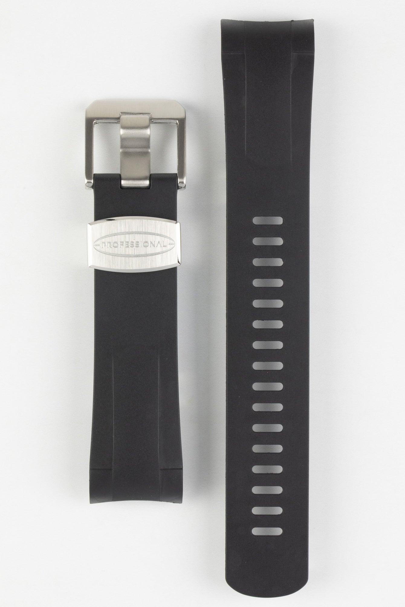 Crafter Blue TD02 Rubber Watch Strap for Tudor Pelagos Series with brushed stainless steel buckle and embossed keeper in black