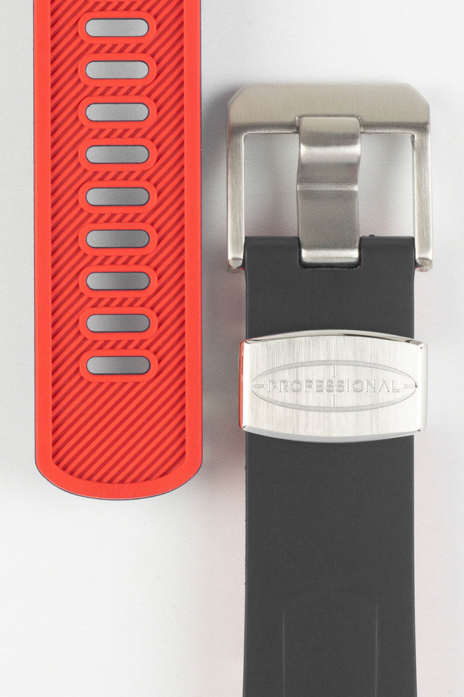 CRAFTER BLUE TD02 Rubber Watch Strap for Tudor Pelagos Series – BLACK & RED