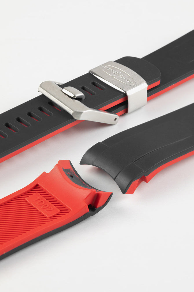 CRAFTER BLUE TD02 Rubber Watch Strap for Tudor Pelagos Series – BLACK & RED