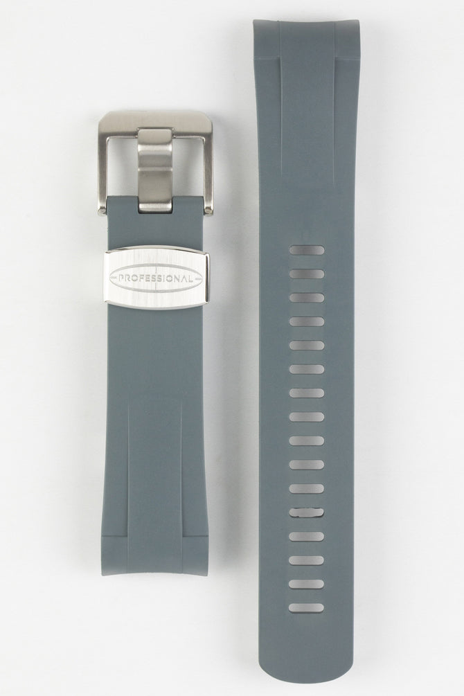 Crafter Blue TD02 Rubber Watch Strap for Tudor Pelagos Series with brushed stainless steel buckle and embossed keeper in grey
