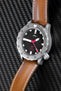 Sinn U1 H-link matte black dial fitted with Di-modell Offroad Leather Watch Strap in Gold Brown
