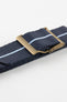 ELLIOT BROWN Webbing Watch Strap in DARK BLUE with SKY BLUE Stripe and BRONZE PVD Buckle