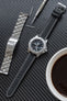Breitling black avenger black dial fitted with di modell colorado strap in black with white stitching