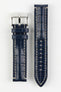 Upper and under side of Di-Modell bali chrono Alligator-Embossed Padded Watch Strap with polished embossed stainless steel buckle in blue
