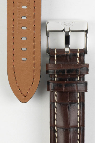 Di-Modell BALI CHRONO Alligator-Embossed Padded Watch Strap in BROWN