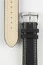 Di-Modell COLORADO Rubber-Coated Leather Watch Strap in BLACK with BEIGE Stitch