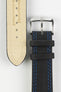 Di-Modell COLORADO Rubber-Coated Leather Watch Strap in BLACK with BLUE Stitch