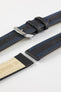 Di-Modell COLORADO Rubber-Coated Leather Watch Strap in BLACK with BLUE Stitch