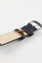 Di-Modell COLORADO Rubber-Coated Leather Watch Strap in BLACK with BLUE Stitch