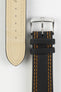 Di-Modell COLORADO Rubber-Coated Leather Watch Strap in BLACK with ORANGE Stitch