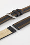 Di-Modell COLORADO Rubber-Coated Leather Watch Strap in BLACK with ORANGE Stitch