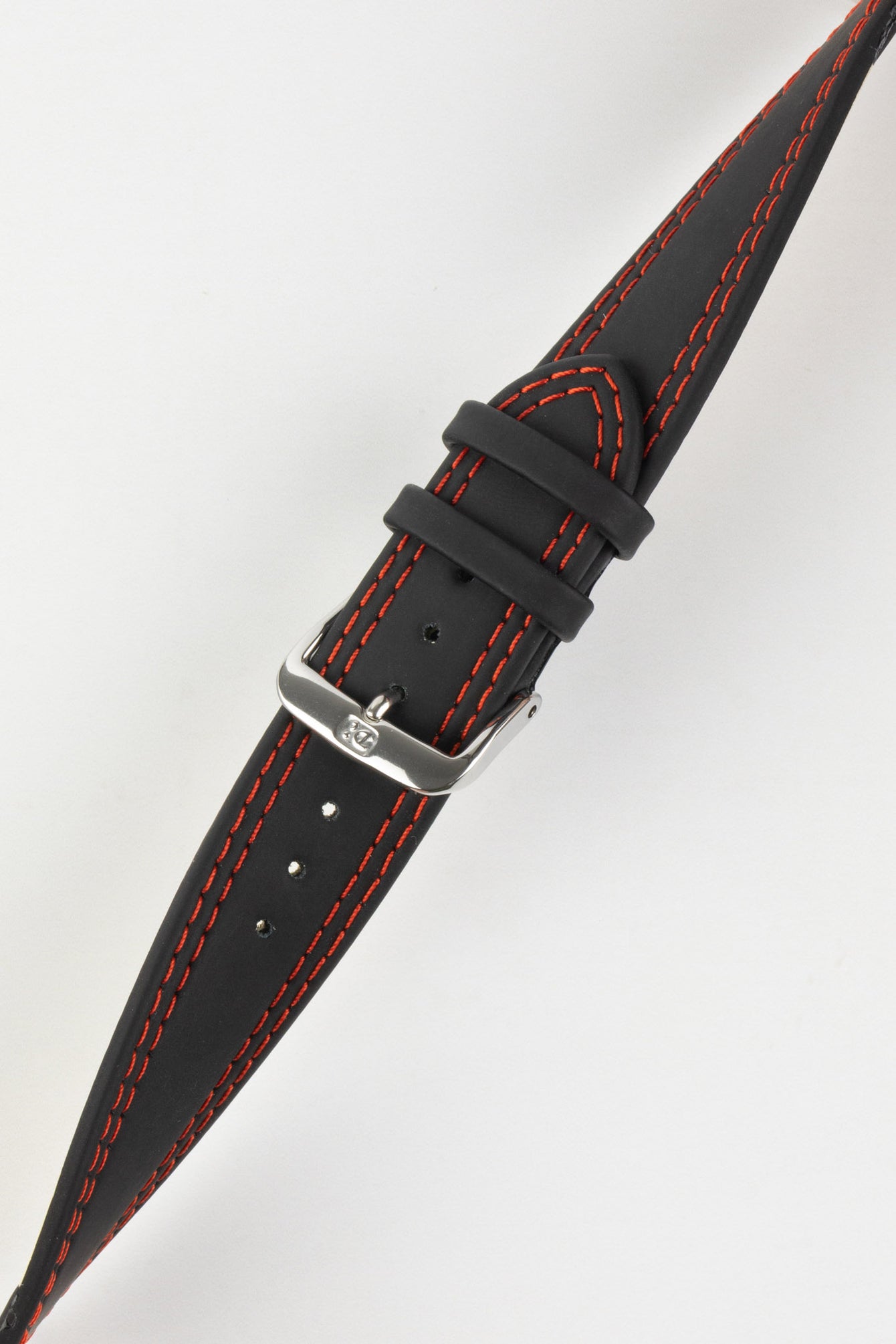 black watch strap with red stitching 