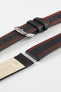 black watch strap with red stitching 