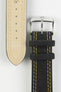 Di-Modell COLORADO Rubber-Coated Leather Watch Strap in BLACK with YELLOW Stitch