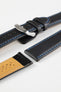 black leather watch strap blue stitching 