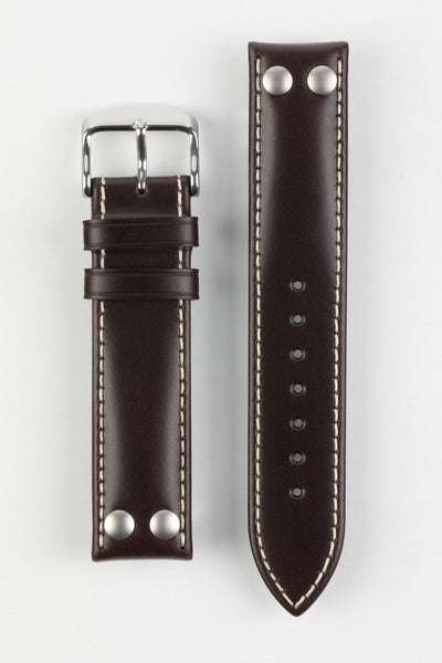 Di Modell Ikarus Pilot sport watch strap with polished stainless steel buckle in brown