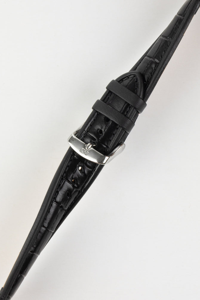 Di-Modell IMPERATOR Waterproof Alligator-Embossed Calfskin Watch Strap in BLACK
