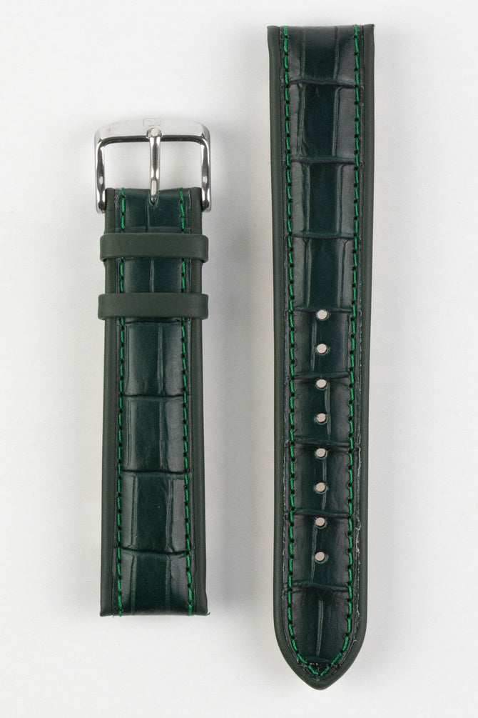 Di-modell imperator waterproof watch strap with polished stainless steel embossed buckle in dark green