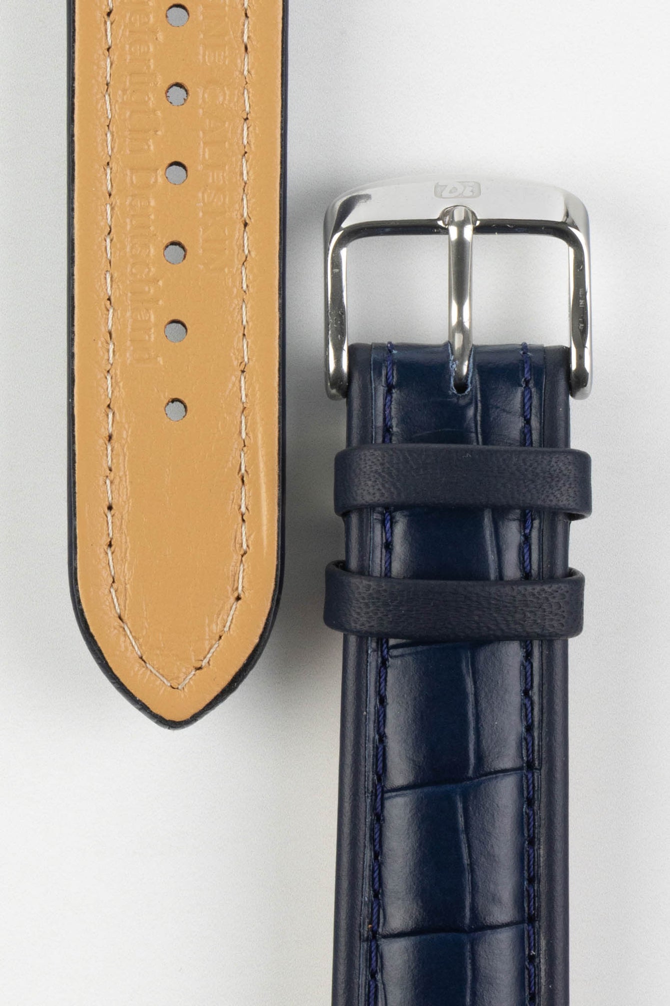 Di-Modell IMPERATOR Waterproof Alligator-Embossed Calfskin Watch Strap in NAVY BLUE