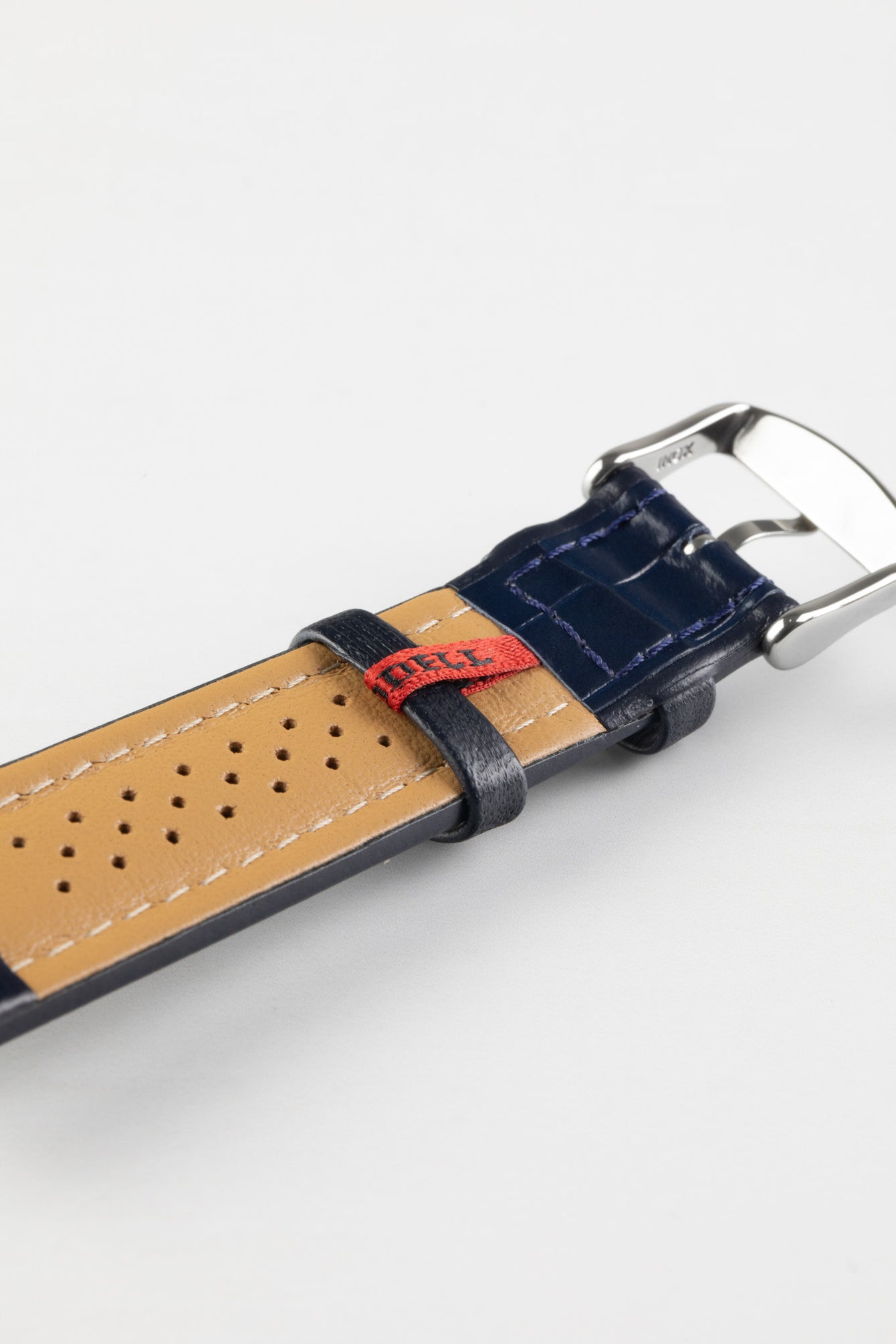 Di-Modell IMPERATOR Waterproof Alligator-Embossed Calfskin Watch Strap in NAVY BLUE