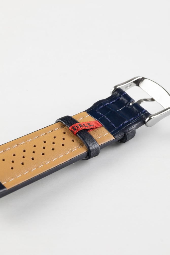 Di-Modell IMPERATOR Waterproof Alligator-Embossed Calfskin Watch Strap in NAVY BLUE