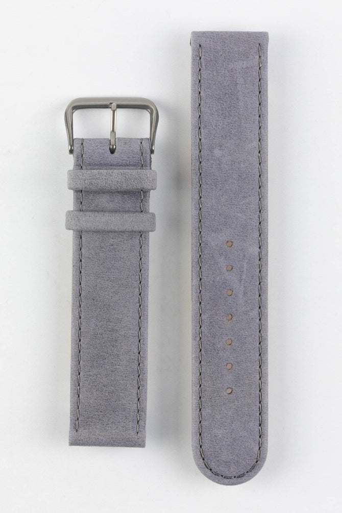 Upperside of Grey Di-Modell Natural Watch Strap with stainless steel buckle