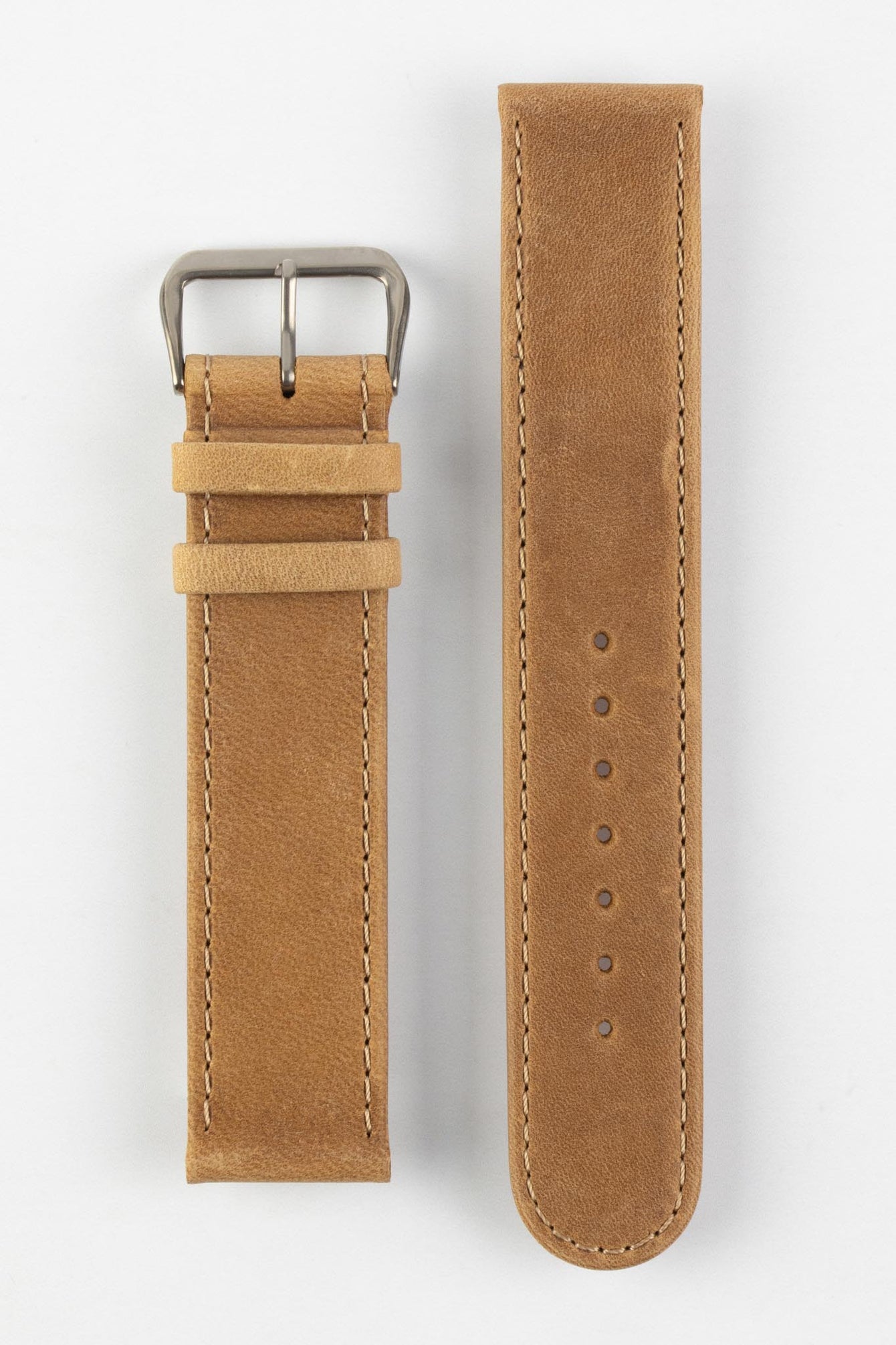 Upperside of Honey Di-Modell Natural Watch Strap with stainless steel buckle