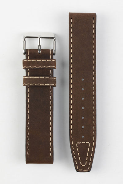 Di Modell Nevada Leather Watch Strap with polished stainless steel buckle in Brown