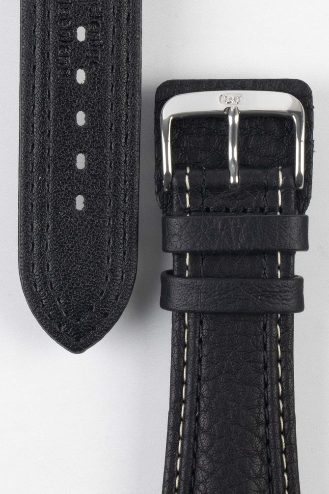Di-Modell PILOT Waterproof Leather Watch Strap in BLACK