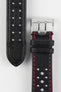 Di-Modell RALLYE Waterproof Sport Leather Watch Strap in BLACK / RED