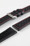 Di-Modell RALLYE Waterproof Sport Leather Watch Strap in BLACK / RED