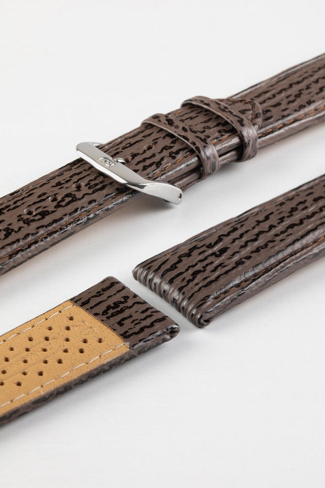 Di-Modell SHARKSKIN Waterproof Leather Watch Strap in BROWN
