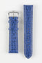 Upperside Di-modell Sharkskin waterproof leather watch strap with polished stainless steel embossed buckle in royal blue