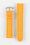 Upperside of Di-Modell Traveller PU Nylon Waterproof Watch Strap with polished stainless steel embossed buckle in orange