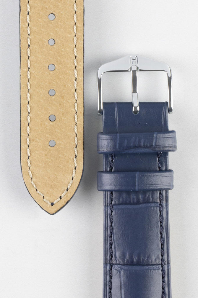 Hirsch DUKE Blue Quick-Release Alligator Embossed Leather Watch Strap
