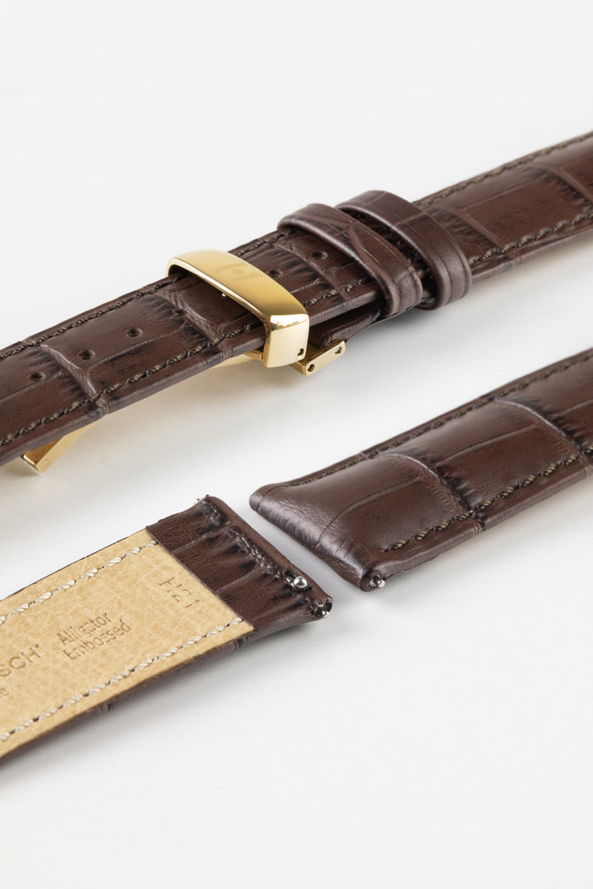 Hirsch DUKE Brown Quick-Release Alligator Embossed Leather Watch Strap