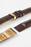 Hirsch DUKE Alligator Embossed Open Ended Leather Watch Strap in BROWN