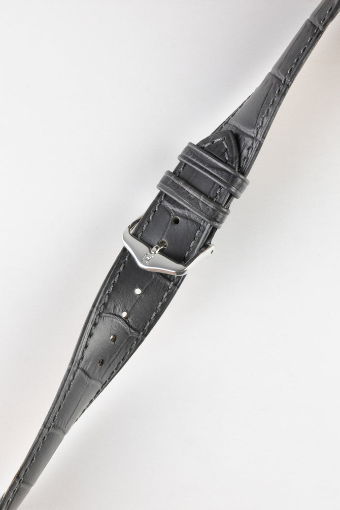 Hirsch DUKE Quick-Release Alligator Embossed Leather Watch Strap in GREY