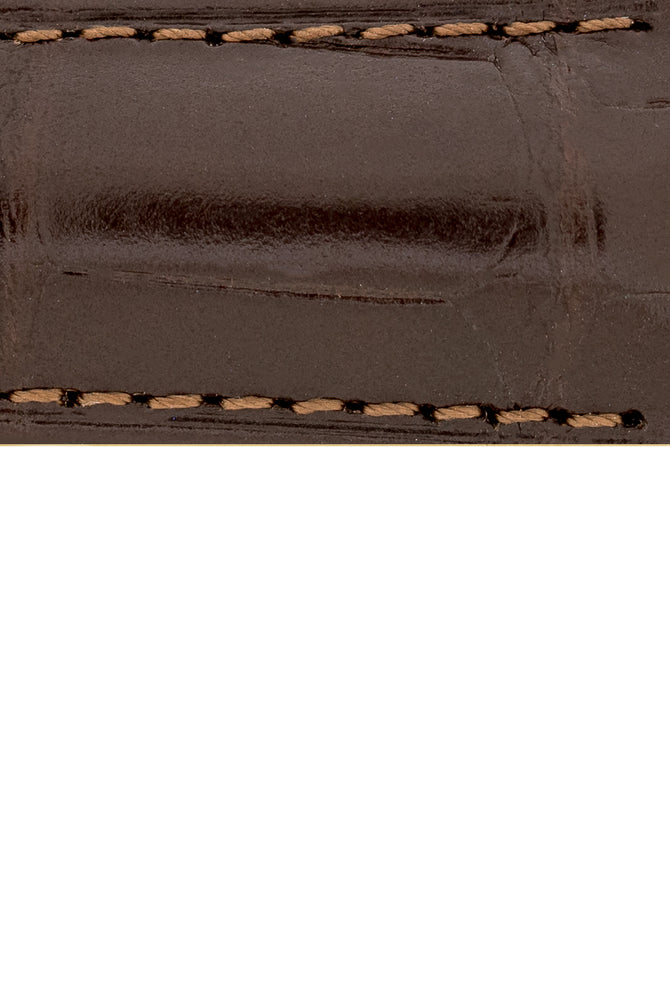 Hirsch Earl Genuine Alligator-Skin Watch Strap in Dark Brown (Texture Detail)