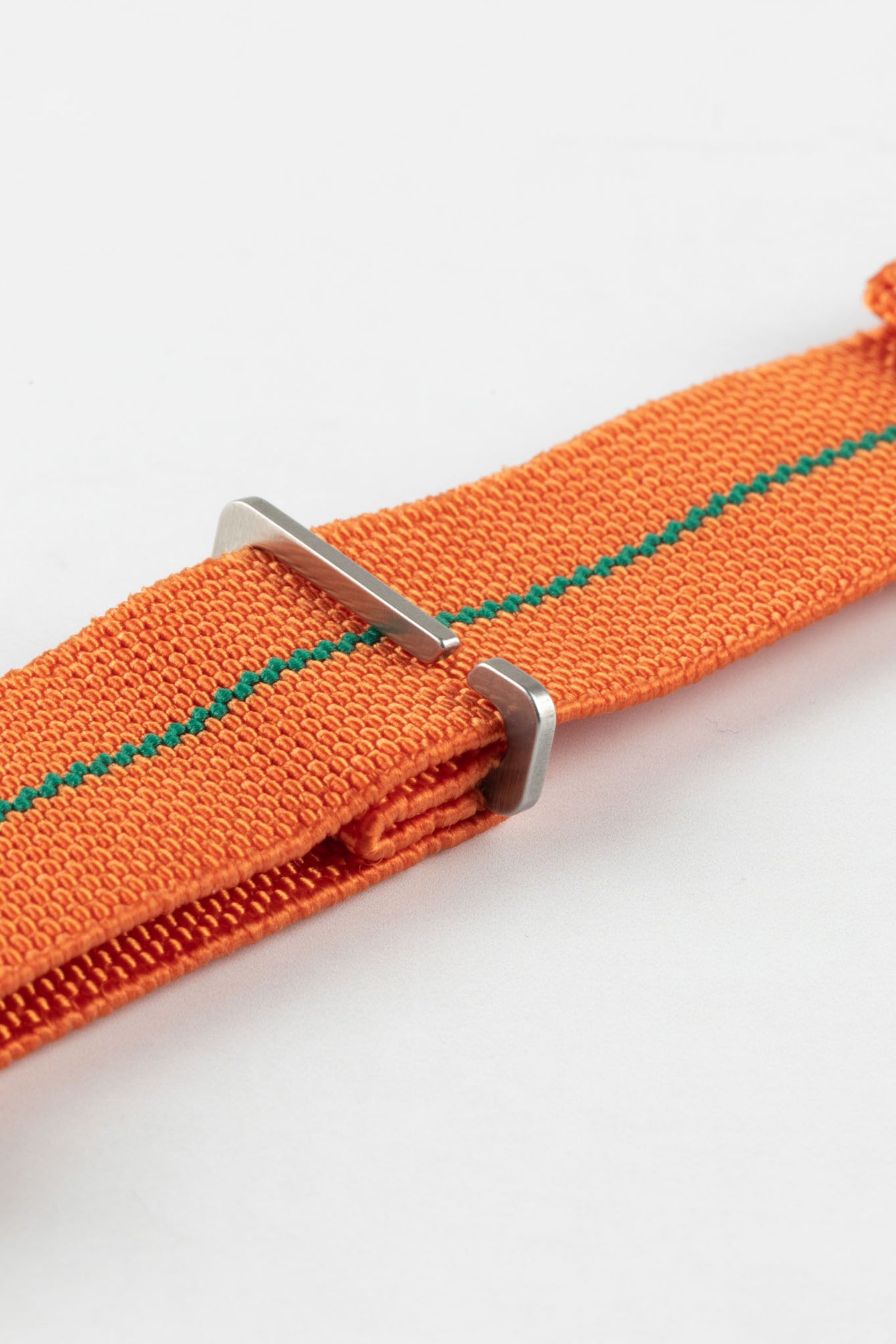 Erika's Originals ORANGE MN™ Strap with GREEN Centerline - BRUSHED Hardware
