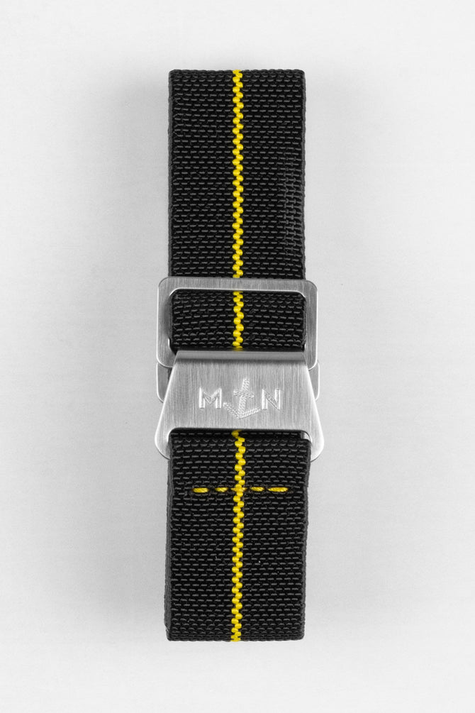 Erika's Originals BLACK OPS MN™ Strap with YELLOW Centerline - BRUSHED Hardware