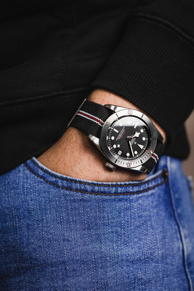 Erika's Originals CORSA MN™ Strap with RED Centerline - BRUSHED Hardware